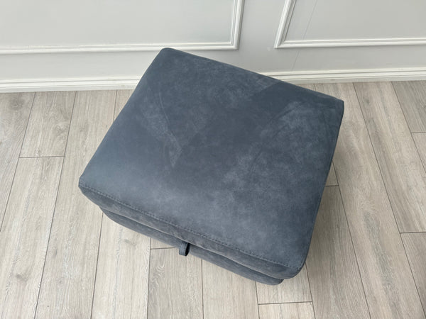 Furniture Village Blue/Navy Microfibre Storage Footstool LINK CONTEMPO OPTIMUS