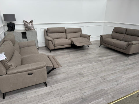 Furniture Village Contempo 3 + 3 + 2 Seater Sofa Set Power Recliner Taupe £5,235