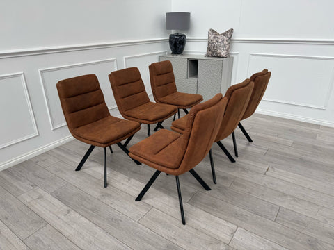 Njord Swivel Dining Chairs Rust Fabric