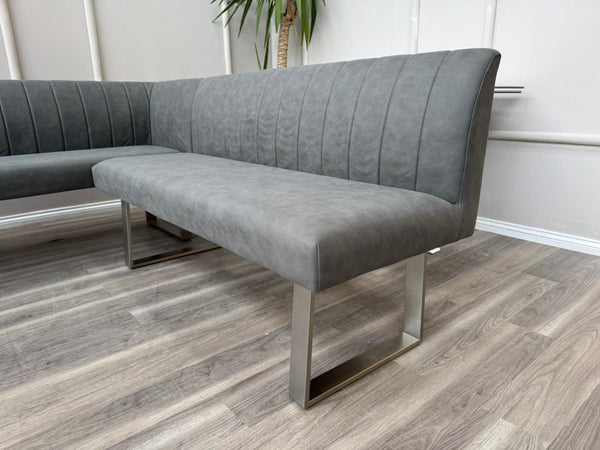 Grigio Corner Grey Fabric Left Hand Facing Dining Bench