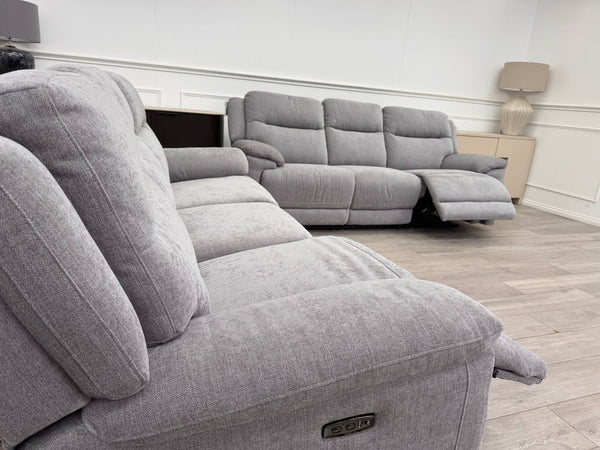 Touch 3 & 3 Seater Power Recliner Grey Fabric Sofa Set