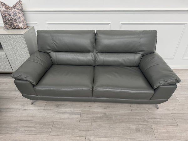 FURNITURE VILLAGE Salvador 3+2 Seater Sofas Set in Genuine Grey Leather