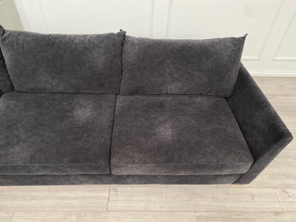 Dark Grey Fabric Corner Sofa Full Back Cushions