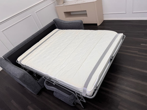 Optimus 3 Seater Grey Fabric Sofa Pull Out Bed Including Mattress