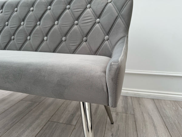 Donnie Grey Velvet Dining Bench