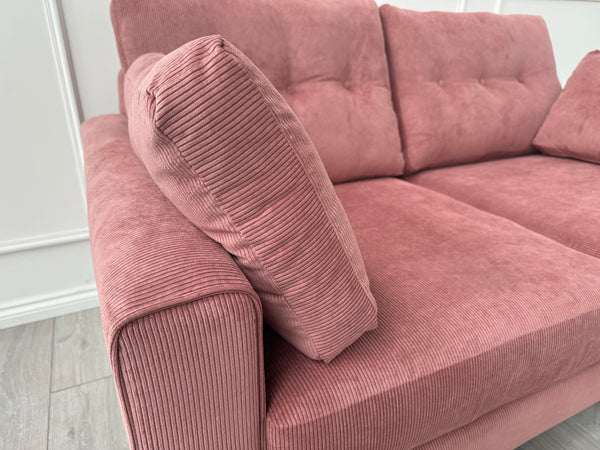 Maya Pink Cord Fabric 3+2 Seater Sofa Set Fast Delivery Available