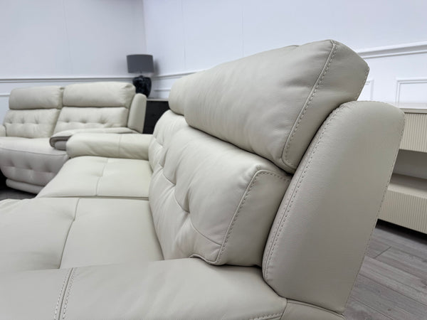 Brescia Power Recliner 3+3 Seater Sofa Off White Leather