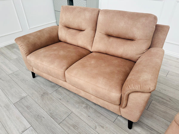 2 Seater Sofa in Beige/Camel Soft Fabric