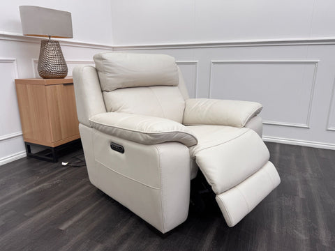 Starlight White Leather Power Recliner Power Headrest Armchair