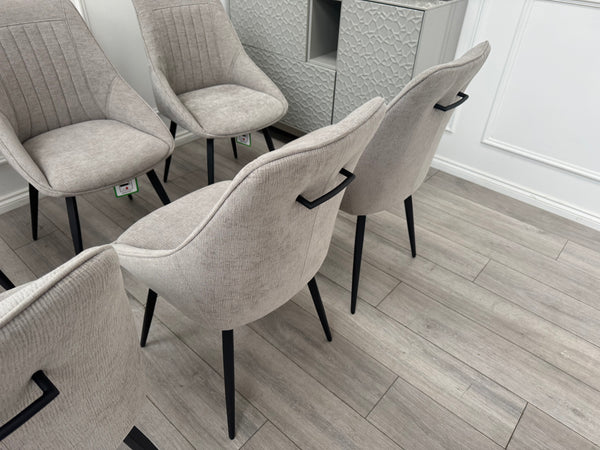 Crete Swivel Dining Chairs Taupe Fabric