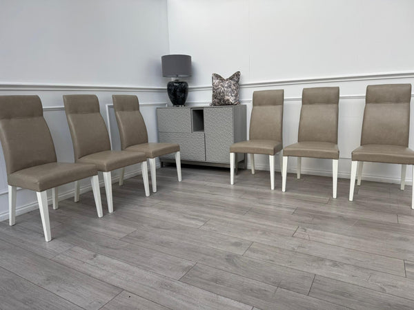 ALF Fascina Set of 6 Faux Leather Dining Chairs Taupe/ Cream RRP £3,447