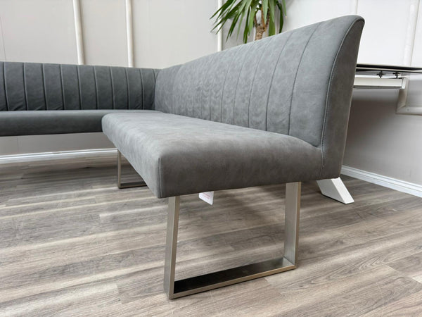 Grigio Corner Grey Fabric Left Hand Facing Dining Bench