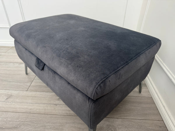 Furniture Village DAYTONA / JUDE Charcoal Grey Velvet Large Storage Footstool