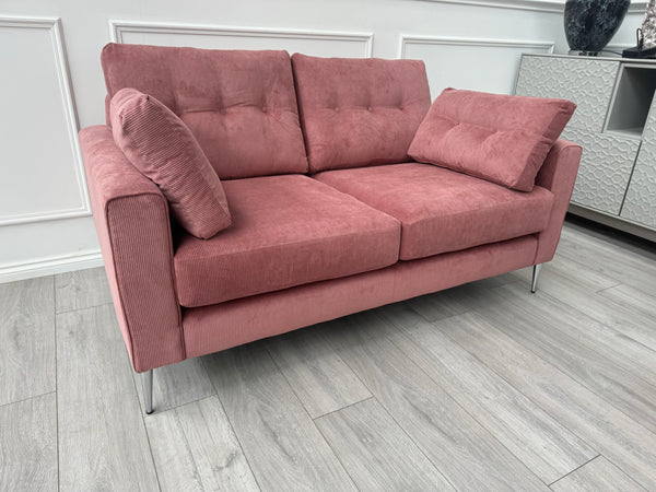 Maya Pink Cord Fabric 3+2 Seater Sofa Set Fast Delivery Available