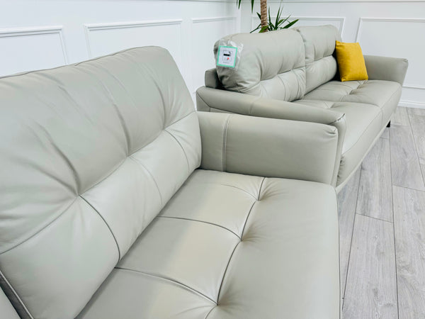 Uno 3+3 Seater Sofas Set in Light Grey Leather