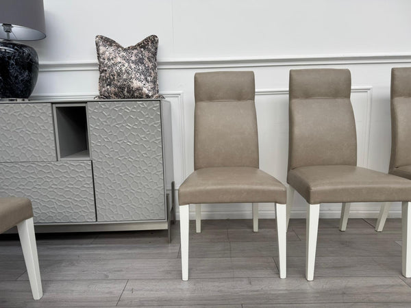 ALF Fascina Set of 6 Faux Leather Dining Chairs Taupe/ Cream RRP £3,447