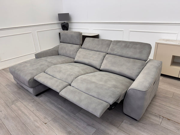 Xavier 3 Seater Fabric Power Recliner Chaise End Sofa L Shape Corner