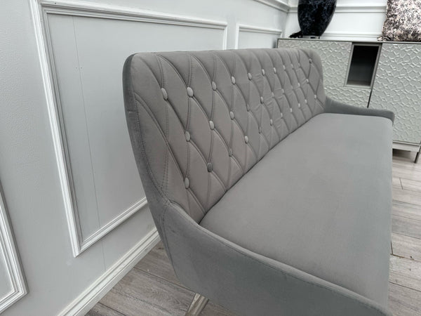 Donnie Grey Velvet Dining Bench