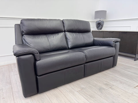 G Plan Thornbury 3 Seater Black Leather Static Sofa