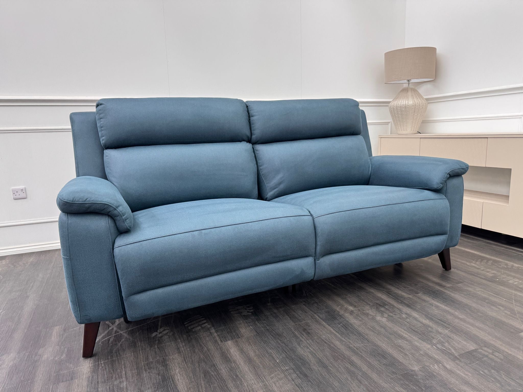 La Z Boy Bella 3 Seater Blue Fabric Power Recliner