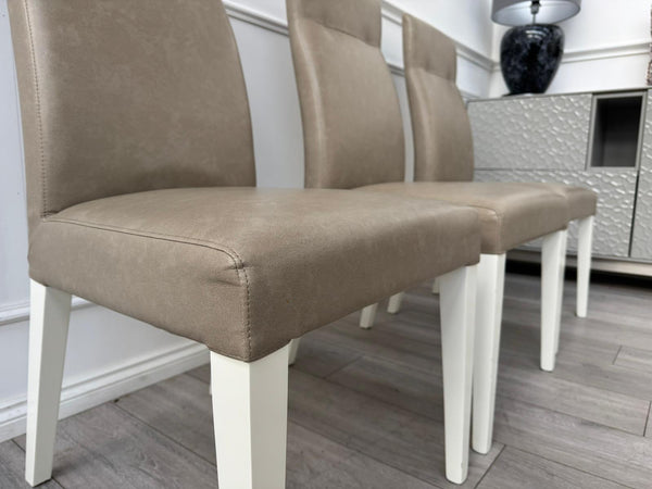 ALF Fascina Set of 6 Faux Leather Dining Chairs Taupe/ Cream RRP £3,447