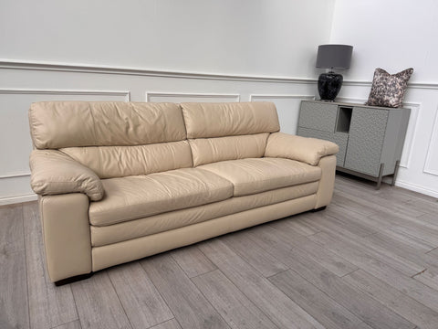 Cozee 3 Seater Sofa in Beige/Cream Pure Leather