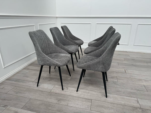 Furniture Village Crete Swivel Dining Chairs Dark Grey Fabric