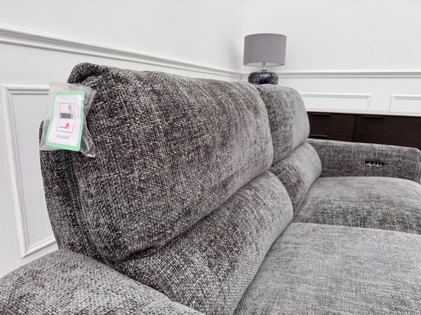Nixon 3 Seater Grey Cross weave Fabric Power Recliner