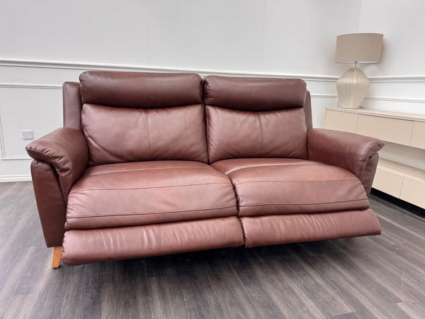 La Z Boy Kenzie 3 Seater Brown Leather Power Recliner Headrest Sofa