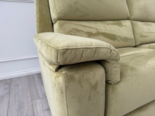 G Plan Thornbury 3 Seater Sofa Olive Velvet Power Recliner & Headrest & Lumbar