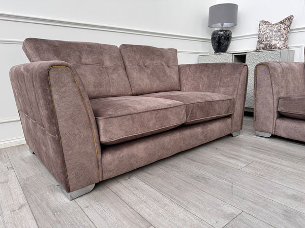 FURNITURE VILLAGE ARIANA 2+2 Seater Sofa Set Classic Back Dapple Chocolate