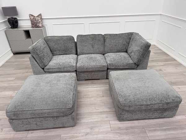 Ugo Small U Shape Grey Fabric Corner Sofa
