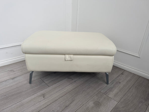 Furniture Village DAYTONA / JUDE White Leather Large Storage Footstool