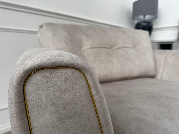 Furniture Village Ariana Classic Back Fabric Snuggler Armchair Cream Brass