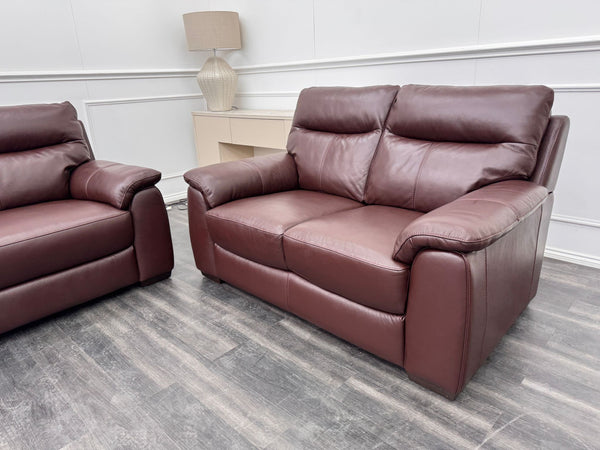 Brown Leather 3 & 2 Seater Static Sofa Set