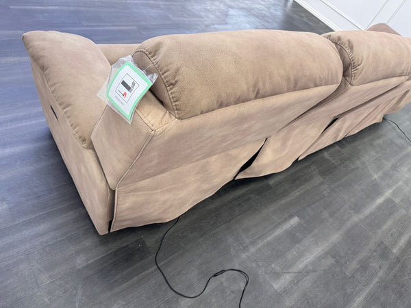 Moreno Light Brown Tan Fabric 5 Seater Sofa Power Recliner