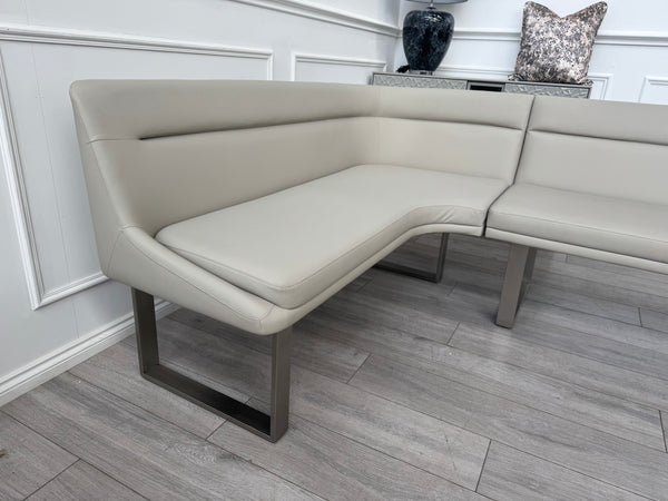 Avorio Grey Faux Leather Left Hand Facing Corner Dining Bench