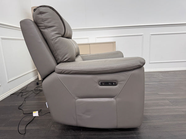 La Z Boy Parker Grey Leather Power Recliner Fabric Armchair