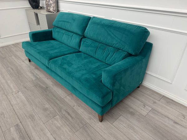 Furniture Village Lounge Co Romilly Teal Velvet Fabric 4 Seater Sofa RRP £2195