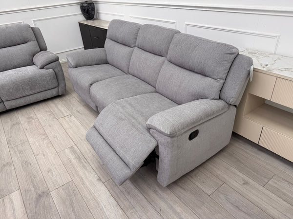 Touch 3 & 3 Seater Power Recliner Grey Fabric Sofa Set