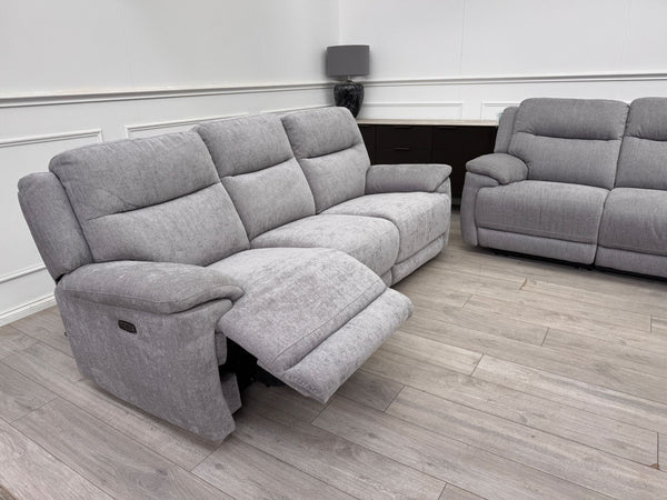 Touch 3 & 3 Seater Power Recliner Grey Fabric Sofa Set