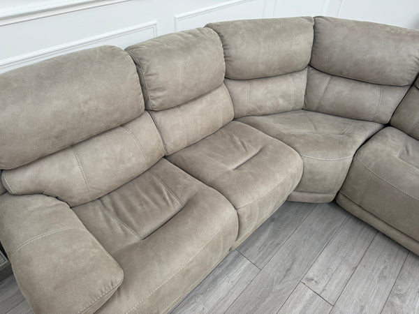 Link Taupe Saddle Fabric Power Recliner Corner Sofa