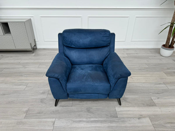 Contempo Navy Microfibre Fabric Power Recliner Armchair