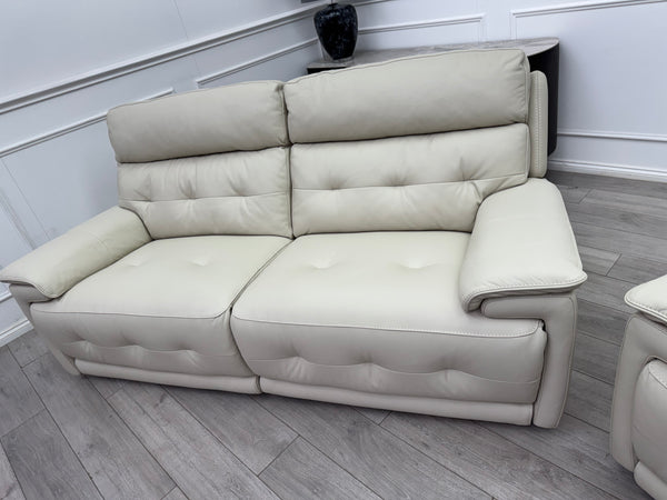 Brescia Power Recliner 3+3 Seater Sofa Off White Leather