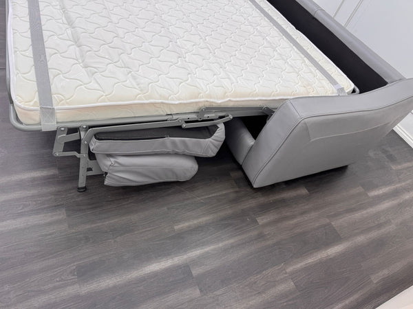 Optimus Grey Leather 3 Seater Sofa Bed Mattress Supplied