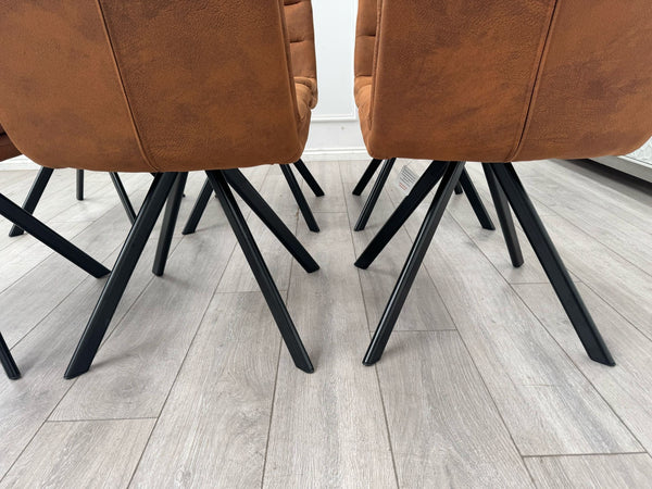 Njord Swivel Dining Chairs Rust Fabric