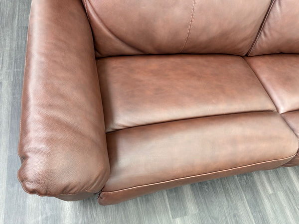 La Z Boy Kenzie 3 Seater Brown Leather Power Recliner Headrest Sofa