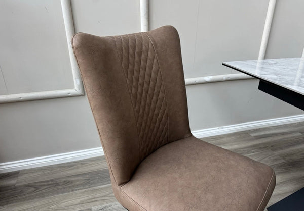 Loki Cantilever Faux Tan Leather Contemporary Scandinavian Style Dining Chair