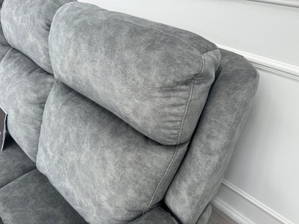 Kingsbury Grey Velour Static 3 Seater Sofa + Power Recliner Armchair