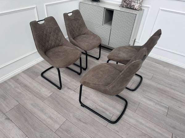 Warrior Taupe Faux Leather Cantilever Dining Chair (Choose Quantity)